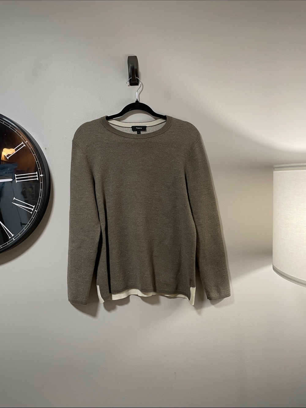 Theory Taupe Wool blend Crewneck Sweater